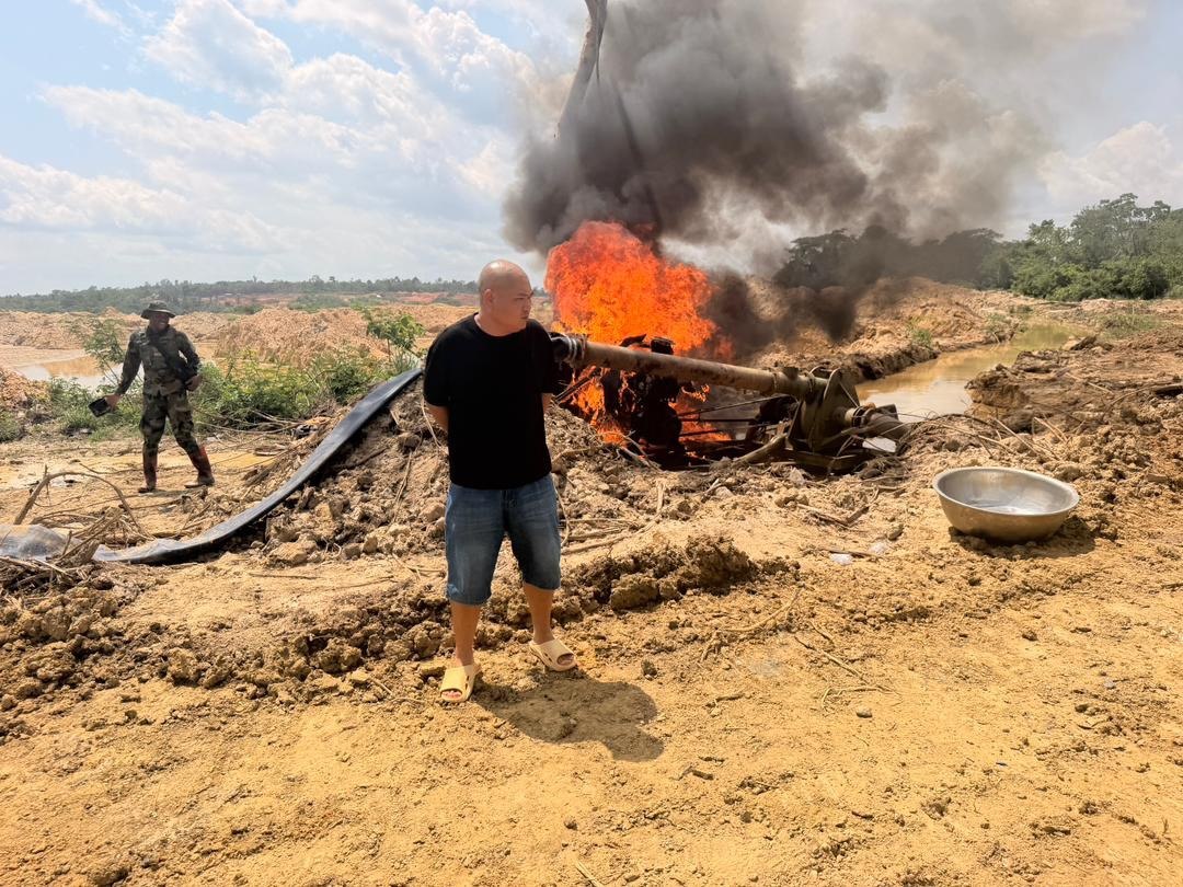 NAIMOS Dismantles Galamsey Syndicate at Ntabanu and Nyameadom, Arrests Three Chinese Nationals and Four Ghanaians